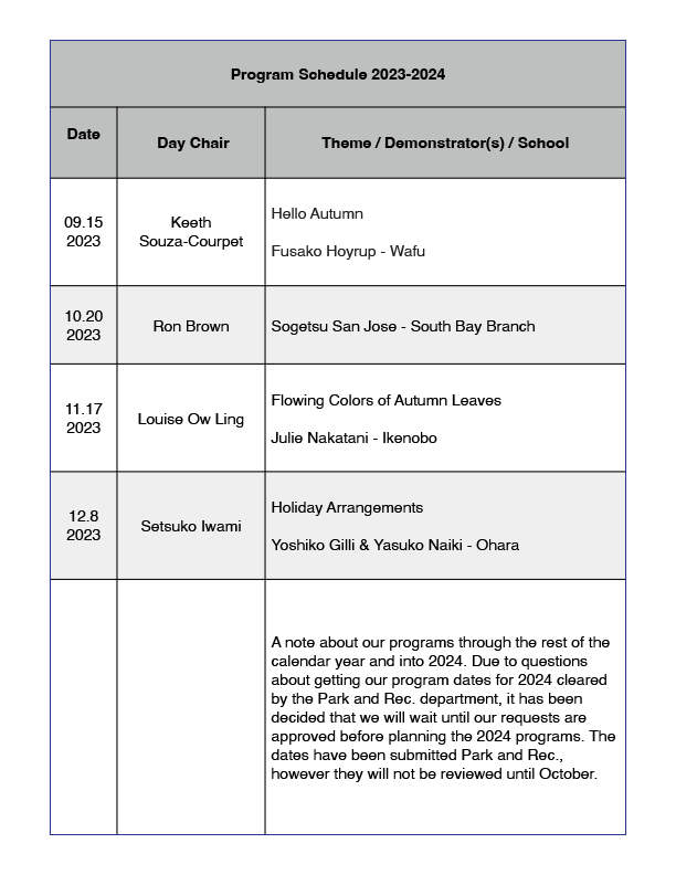 2023-2024 Program Schedule